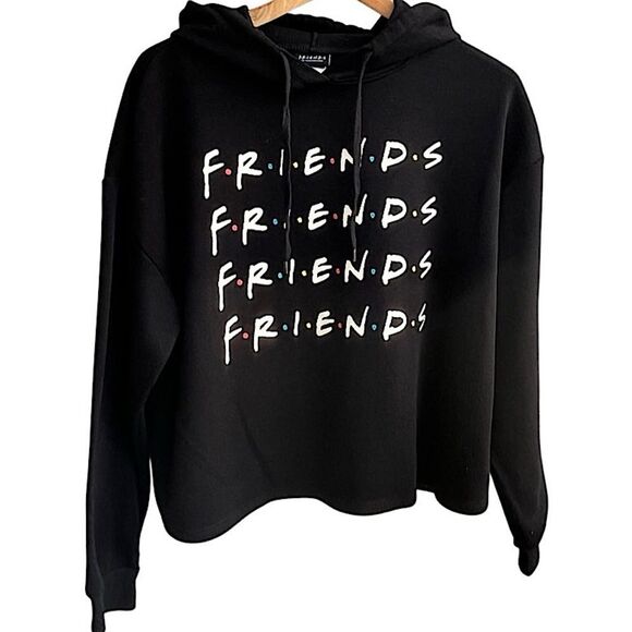 F.R.I.E.N.D.S. Black Cropped Hoodie, Size M - Picture 1 of 8